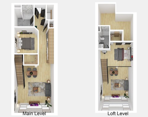 Floor plan for 1 bed, 2 baths, 1365 sqft